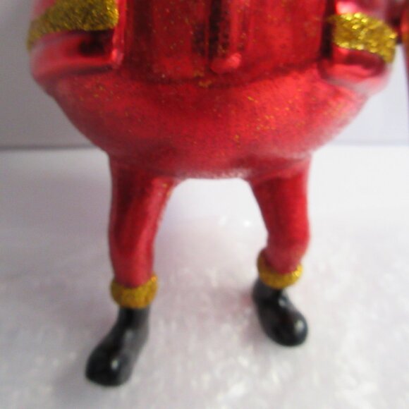 Anthropologie Glass Fireman Snowman Christmas Ornament Glitter Trim 6" - Picture 6 of 13